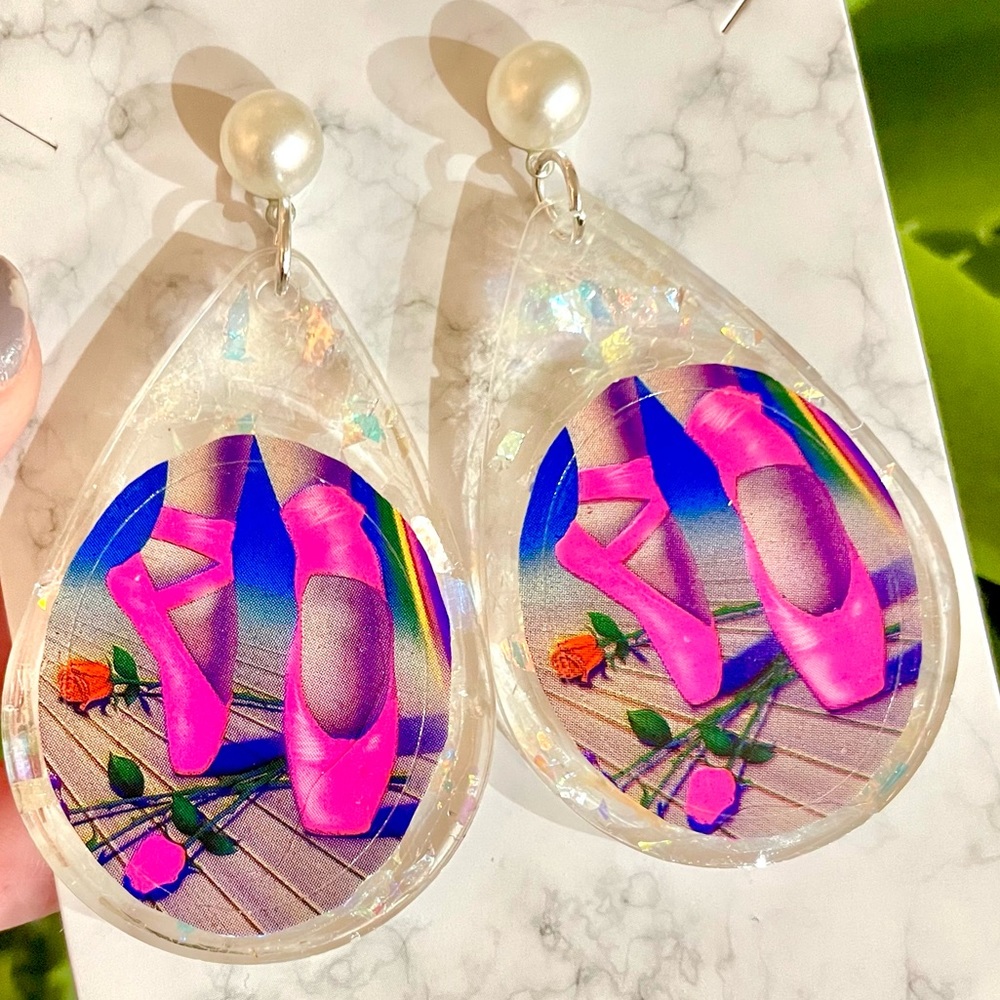 Vintage Ballerina Slippers Sticker Earrings